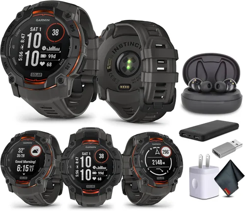 Vista 12 de Garmin Instinct 3 45mm, pantalla con carga solar, reloj inteligente GPS resistente para exteriores, bisel reforzado con metal, linterna incorporada