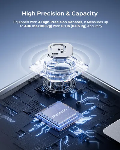 Vista 5 de Báscula inteligente para peso corporal, elegible para FSA y HSA, báscula de pesaje digital de baño con pantalla grande 8 en 1, 22 métricas con IMC