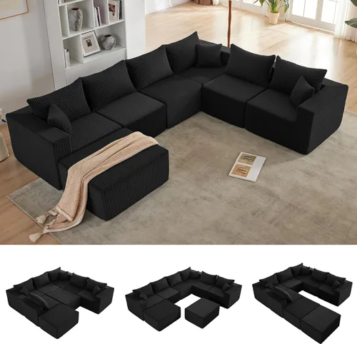Vista 50 de Weture 95''Modular Sectional Sofa with 1 Chaise and 1 Ottoman, Boneless couches for Living Room Furniture,Comfort U Shaped Sofa， Deep Seat Corner