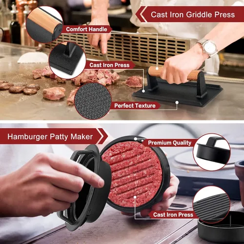 Vista 5 de Leonyo - Kit de accesorios para parrilla, 21 piezas de acero inoxidable, accesorios para parrilla de parte superior plana para exteriores, juego