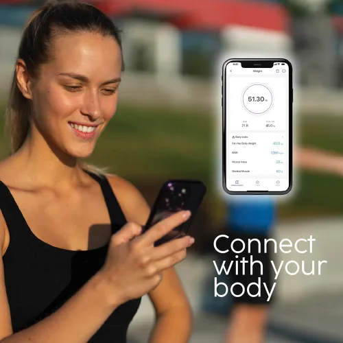 Vista 6 de CUBITT - Báscula de peso digital inteligente, analizador de composición corporal, IMC, masa muscular, báscula de grasa corporal con sincronización