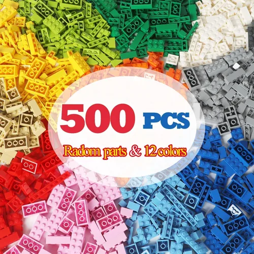 Ladrillos de construcción compatibles con Lego Classic, 500 piezas de bloques de construcción básicos a granel en color aleatorio