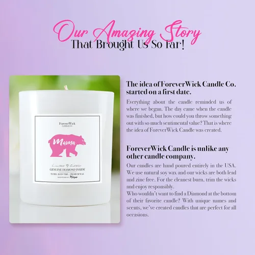 Vista 9 de Vela sorpresa Mama Bear con diamante en el interior, velas Foreverwick, velas de soja perfumadas, regalos para mujeres, cera de vela de aniversario