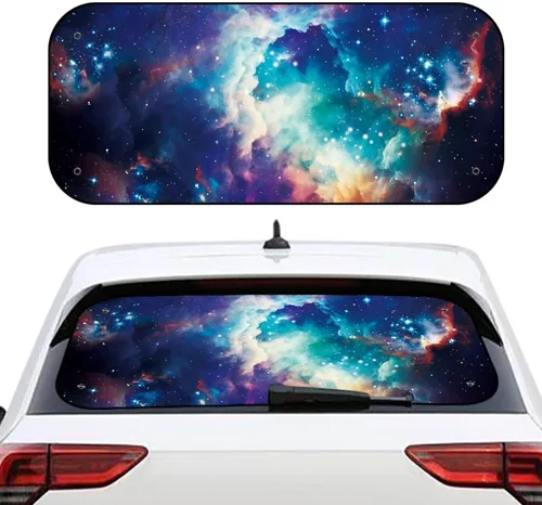 Vista 7 de Biyejit Parasol para ventana trasera de coche de vaca blanca y negra con ventosa, accesorios de automóvil con estampado de vaca, bloqueador solar