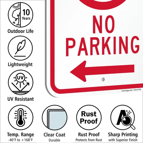 Vista 7 de SmartSign Letrero de metal de 18 x 12 pulgadas con flecha izquierda, compuesto de aluminio duradero de 120 mil (ACM), material reflectante de grado