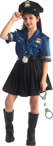 Vista 2 de Disfraz de oficial de policía para niñas uniforme de policía para disfraz de Halloween de 3 a 10 años