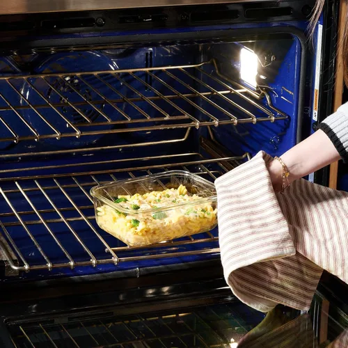 Vista 9 de Juego de 4 recipientes de almacenamiento de alimentos de vidrio grandes de 8 tazas / 64 onzas con tapas, recipiente hermético para preparación