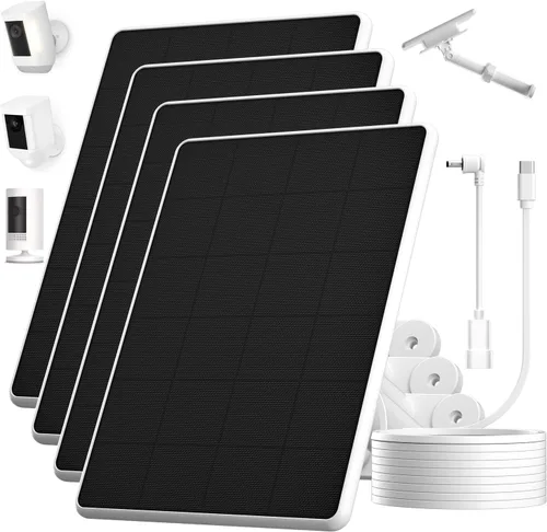 Vista 9 de Panel Solar de 6W para Ring Spotlight Cam Battery y Stick Up Cam Battery, Cargador Solar de Alta Eficiencia con Soporte Retráctil Ajustable de 360°