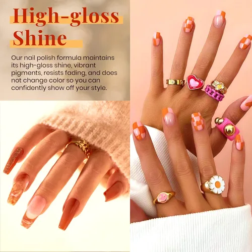 Vista 6 de Beetles - Juego de 20 esmaltes de uñas de gel, esmalte de uñas de gel color granate completo, esmalte de uñas de gel dorado y amarillo, esmalte