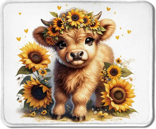 Vista 19 de Highland - Alfombrilla de mouse de vaca con lazo rosa coqueta floral para mouse inalámbricos, computadora portátil, accesorios de escritorio, 9.5 x