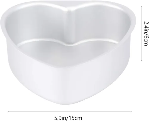 Vista 6 de Yardwe Molde de aluminio para hornear con forma de corazón, molde antiadherente para hornear en forma de corazón, 2 unidades, 6 pulgadas