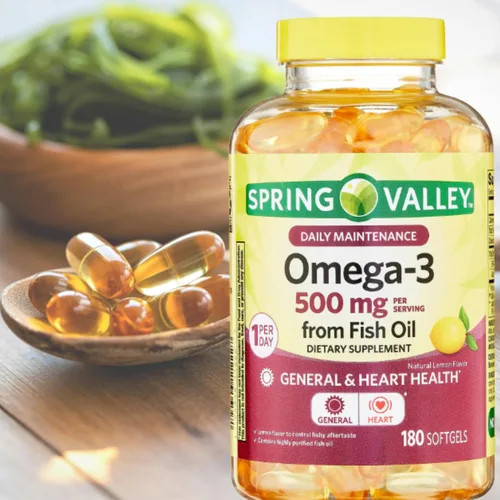 Vista 8 de Spring Valley Omega 3 500mg 180 cápsulas blandas de aceite de pescado Suplementos dietéticos + me Gusta Sticker