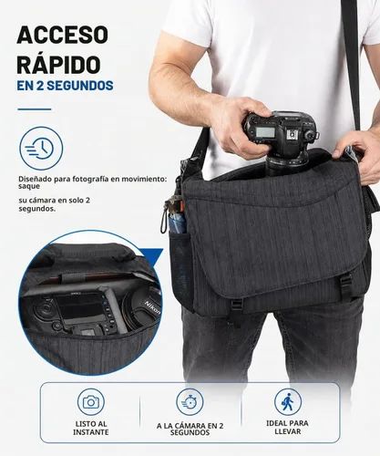 Vista 5 de CADeN Bolsa de hombro para cámara con compartimento para portátil de 14 pulgadas, soporte para trípode, compatible con Nikon, Canon, Sony, cámaras