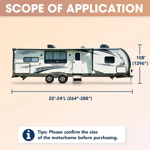 Vista 6 de XPORTION - Cubierta de remolque de viaje, cubierta mejorada para caravana, resistente al viento, se adapta a 22 pies - 24 pies, cubierta extra