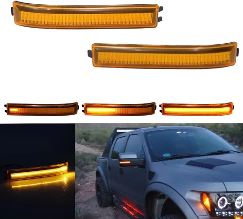 Para 2009 2010 2011 2012 2013 2014 Ford F150 y 2010-14 SVT Raptor Luces de Señal Intermitente de Espejo Lateral Secuencial LED Lentes Ámbar