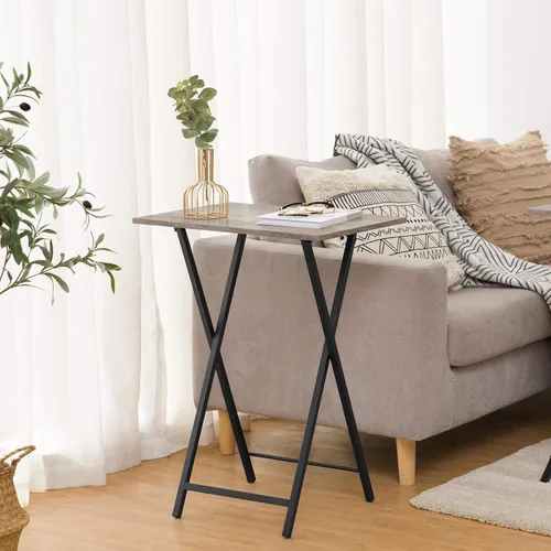 Vista 7 de HOOBRO - Mesa de TV plegable, bandeja de TV, mesa de aperitivos estable para espacio pequeño, escritorio portátil para sofá, fácil de ensamblar