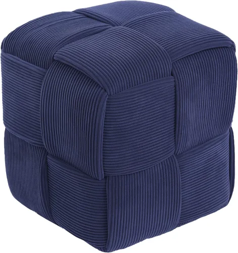 Vista 16 de Cmishe Reposapiés Otomano Suave y Cómodo Reposapiés Cuadrado de Corduroy con Diseño Tejido para Sofá (Negro)