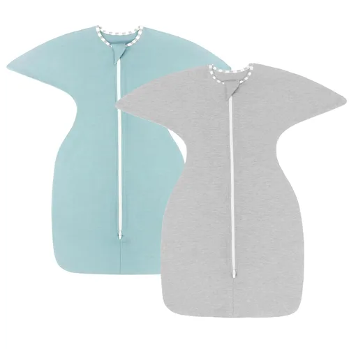 Vista 24 de PuppyPaws - Saco de dormir para bebé, 1.5 TOG, envolvente de transición con mangas largas con brazos hacia arriba y puños de manoplas, saco