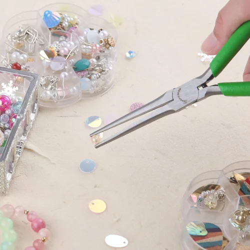 Vista 2 de SPEEDWOX Alicates de punta de aguja para hacer joyería con mordazas suaves de nariz larga de 5 pulgadas, alicates de punta de aguja extralargos