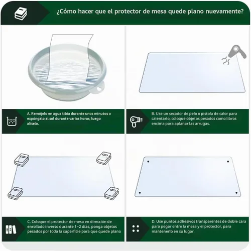Vista 13 de Protector de mesa de PVC transparente de 8 x 36 pulgadas, protector de mesa de plástico de 0.1 in Transparente1.5 Rectángulo