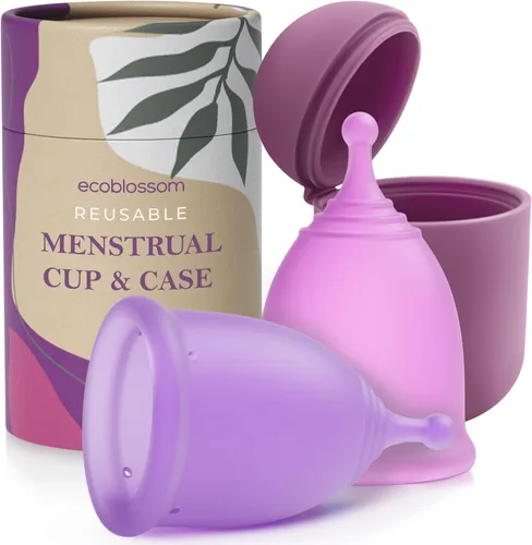 Vista 14 de EcoBlossom - Juego de vasos menstruales reutilizables - Las copas menstruales de silicona de grado médico más confiables - Uso cómodo durante 12
