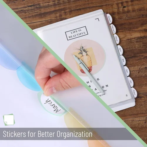 Vista 17 de Mr. Pen - Protectores de hojas transparentes con pestañas, 8 pestañas, 2 juegos, divisores de plástico transparente para carpeta de 3 anillas