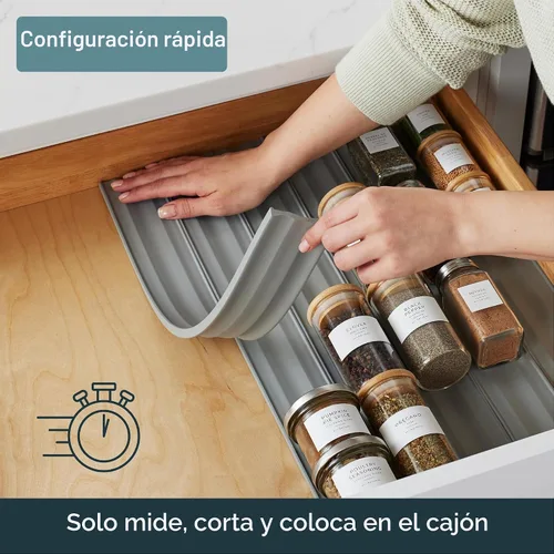 Vista 6 de YouCopia SpiceLiner - Organizador de cajones para especias (rollo de ajuste universal de 10 pies), color gris