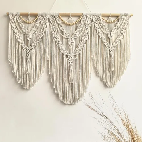 Vista 13 de guzhiou gran tapiz de macramé (Borla con cuentas)