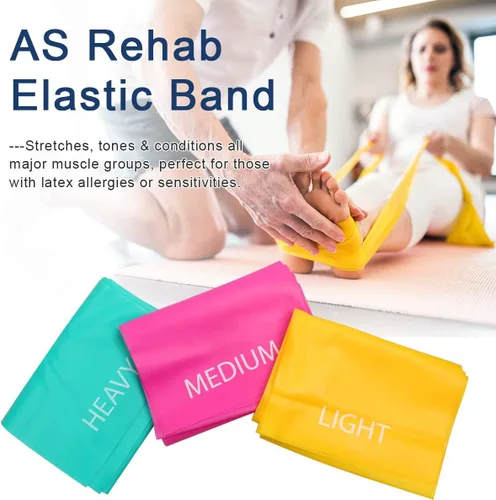 Vista 4 de Coolrunner Juego de 3 bandas elásticas planas sin látex de 7 pies de largo con bolsa de transporte, bandas anchas de resistencia para fitness