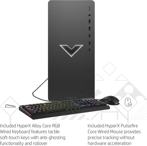 Vista 5 de Victus 15L - Paquete HyperX de escritorio para juegos, Intel Core i5-13400F de 13ª generación, 8 GB de RAM, SSD de 512 GB, gráficos NVIDIA GeForce
