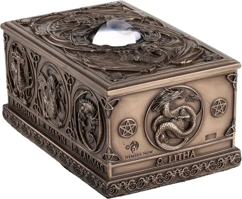 Vista 5 de Veronese Design Dragons of The Sabbats - Caja de tarrot con acabado de bronce místico