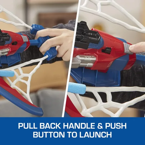 Vista 18 de Marvel Spider-Man Web Shots Spiderbolt NERF - Juguete lanzador motorizado, dispara dardos, 3 dardos, niños de 5+ años (exclusivo de Yaxa)