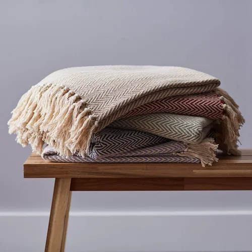 Vista 6 de DII Chevron - Colección de mantas de algodón tejido a mano, 50x60, piedra