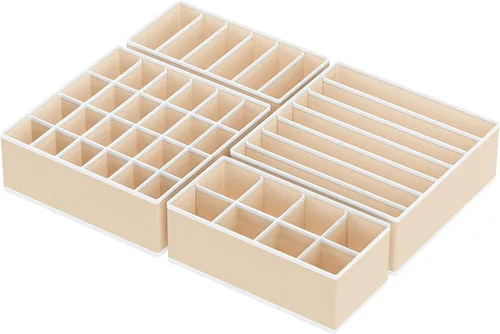 Vista 2 de Simple Houseware Juego de 4 organizadores de cajones, separadores de armario para ropa interior, calcetines, sujetadores, bufandas, corbatas, cajas