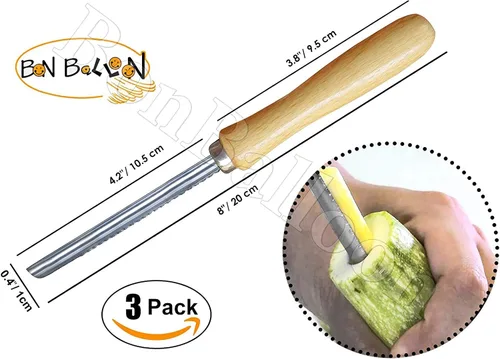 Vista 2 de Zucchini Squash Vegetable Corer 3 pcs Corers Stainless Steel Core Remover Tool Kitchen Stuffed Vegetables Veggies Seed Remover Remove Seeds Eggplant