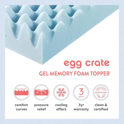 Vista 9 de Best Price Mattress Cubrecolchón de espuma viscoelástica con diseño de caja de huevos de 4 pulgadas con infusión de gel refrescante, certificado
