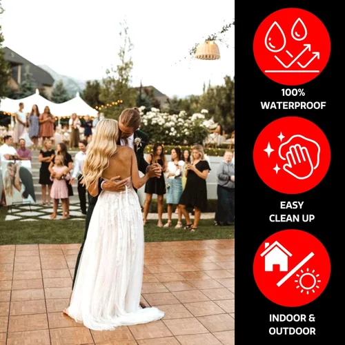 Vista 6 de Big Floors 3X3DKMAPLEFLOOR Kit de piso de baile modular entrelazado de plástico liviano (3' x 3'), roble oscuro, 21 piezas