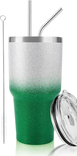 Vista 24 de D·S Vaso Térmico Negro de 30 oz de Acero Inoxidable con Aislamiento al Vacío de Doble Pared con Pajita y Tapa, Cepillo de Limpieza para Bebidas