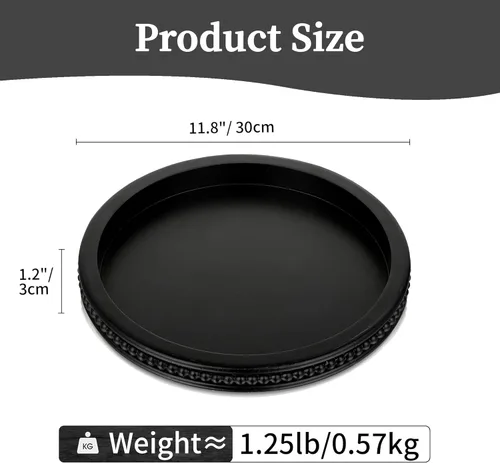 Vista 5 de Hanobe Bandeja Decorativa de Servir de Madera: Bandeja Redonda de Cuentas Negras para Mesa de Café Bandejas de Madera Rústica Decoración Mostrador