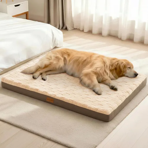Vista 8 de Patas Lague Cama ortopédica para perro tamaño mediano 76cmX51cm, cama impermeable de espuma de celdilla de huevo suave y cálida para mascotas