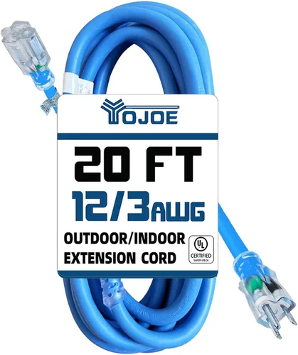 Vista 43 de YOJOE Cable de extensión para interiores y exteriores con extremo iluminado, cable de alimentación de 3 clavijas 15A resistente a la intemperie