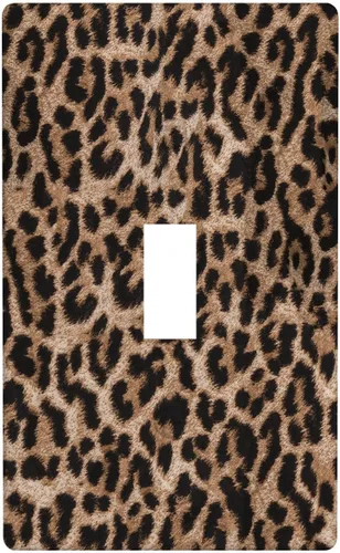 Vista 23 de Placa de interruptor de luz con estampado de leopardo de 1 banda, placa de pared basculante individual, placa decorativa eléctrica GFCI