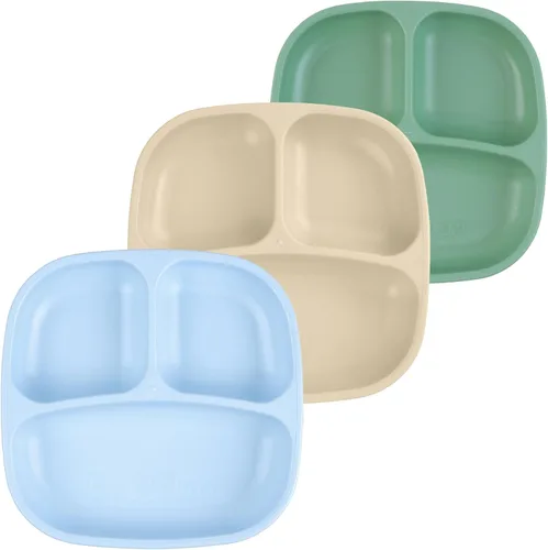 Vista 30 de Re-Play Juego de 3 platos divididos para niños pequeños, platos de pared profunda de 3 compartimentos para niños quisquillosos, aptos para Baya