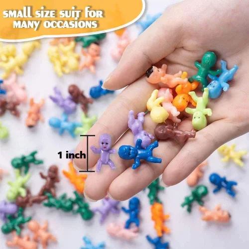 Vista 2 de Mini Bebés de Plástico, 100 Piezas King Cake Baby Mini Muñeca de Bebés de Plástico para Recuerdos de Baby Shower Juego de Cubitos de Hielo 10