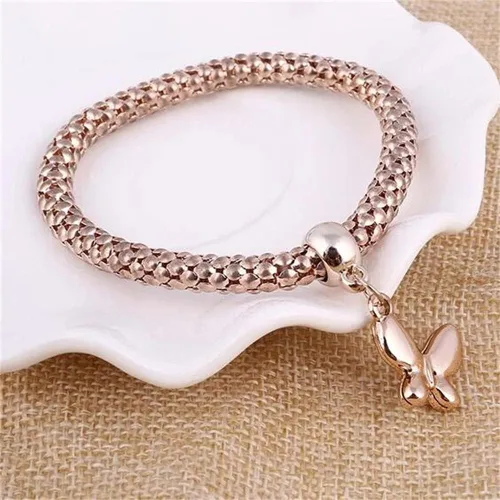 Vista 3 de SILANER Pulseras multicapa con dijes de cristal, 3 unidades, oro y plata, oro rosa, pulsera elástica en forma de corazón para mujer, árbol de la vida