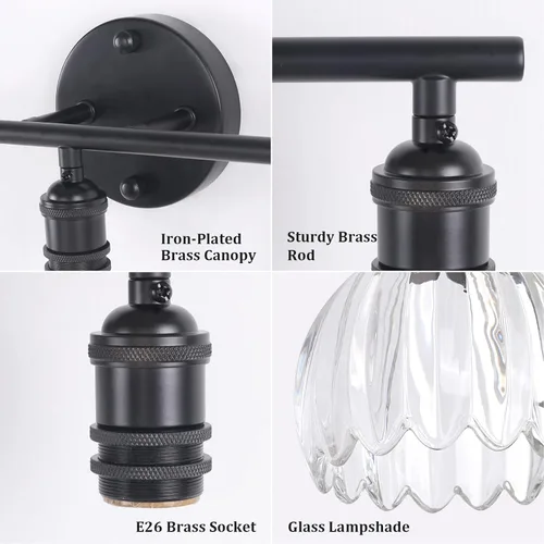 Vista 178 de Shenmoyl Lámparas de baño, lámpara de pared de 2 luces para tocador sobre espejo con pantalla de vidrio tulipán blanco para dormitorio, sala