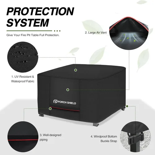 Vista 4 de Porch Shield Cubierta cuadrada para fogata de patio, resistente a la decoloración, impermeable, para exteriores, 44 x 44 pulgadas, para mesa