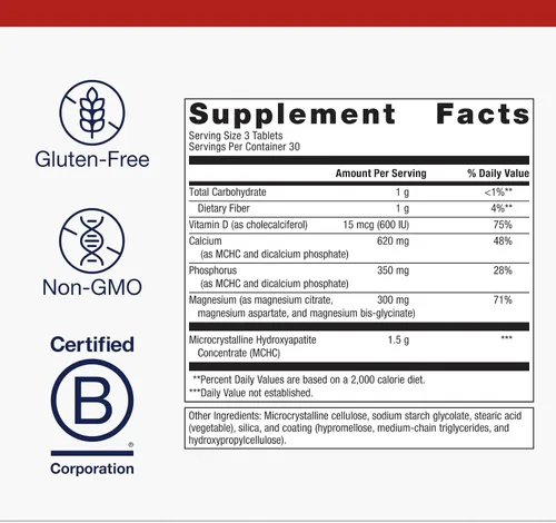 Vista 4 de Metagenics Bone Builder con tabletas de magnesio con calcio, fósforo y vitamina D para ayudar a mantener una densidad ósea saludable - 90 tabletas