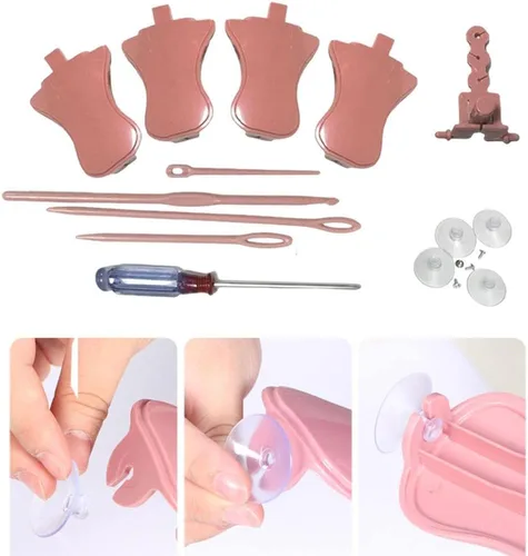 Vista 2 de B Baosity Accesorios de punto giratorios a mano con taburete para pies, rejilla de alambre y tejido, puede tejer bufandas, sombreros, calcetines