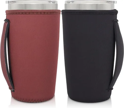 Vista 48 de Mangas aisladas de neopreno con asa para vasos de 30 a 32 onzas, funda reutilizable para tazas de café helado para tazas de café XL de 38-42 onzas